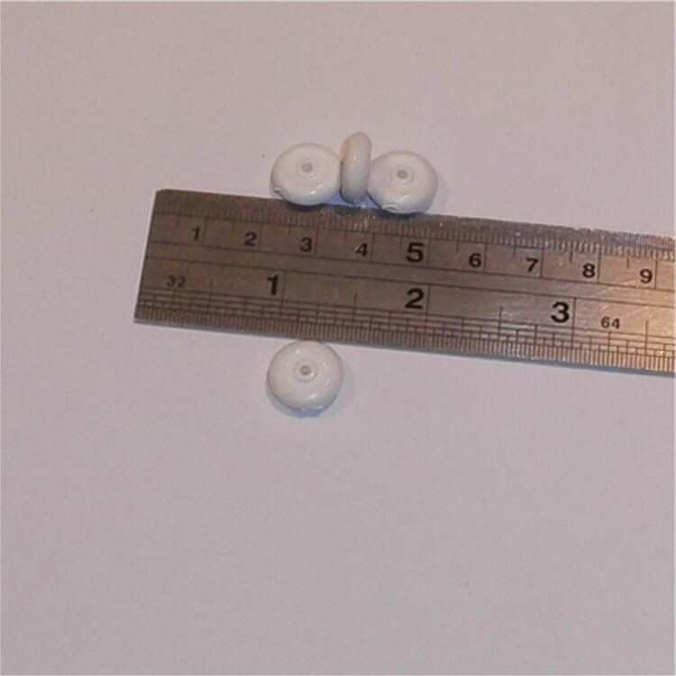 Tootsie Toys 14mm Rubber Wheel 4mm Wide White Set of 4 Tyres Pack #129